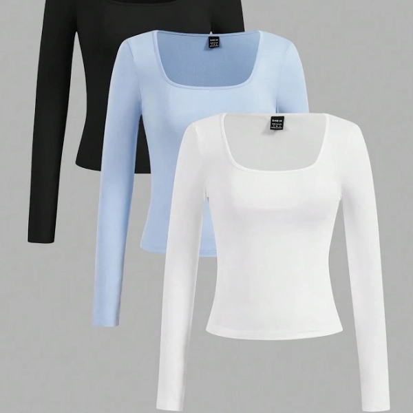 SHEIN Women's 3-Piece Cropped T-Shirt Set