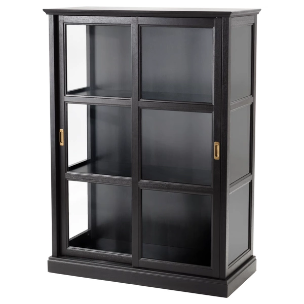 MALSJÖ Glass-door cabinet - black stained 40 1/2x18 7/8x55 1/2 "