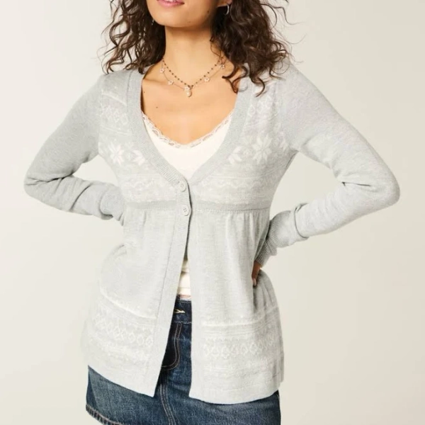 Hollister Women's Long-Sleeve Flyaway Babydoll Cardigan