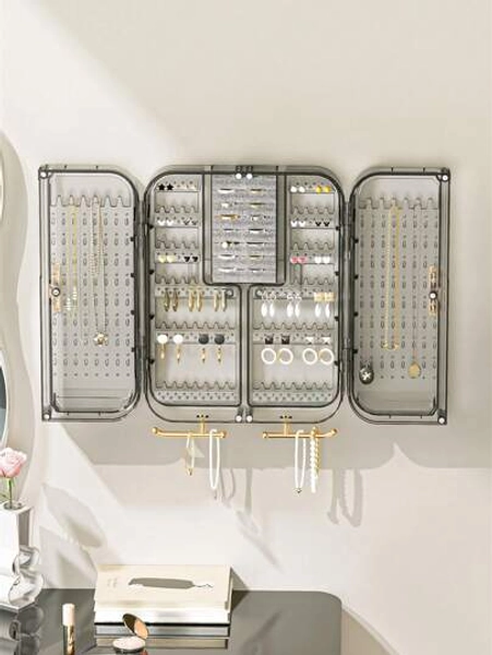 1pc Multipurpose Wall Hanging Jewelry Storage Organizer - Double Side Large Jewelry Holder On Closet Wall Door, Necklace Earrings Rings Hanger, Perfect For Rings, Earrings, Bracelets, Watches, Hairpins Or Other Accessory