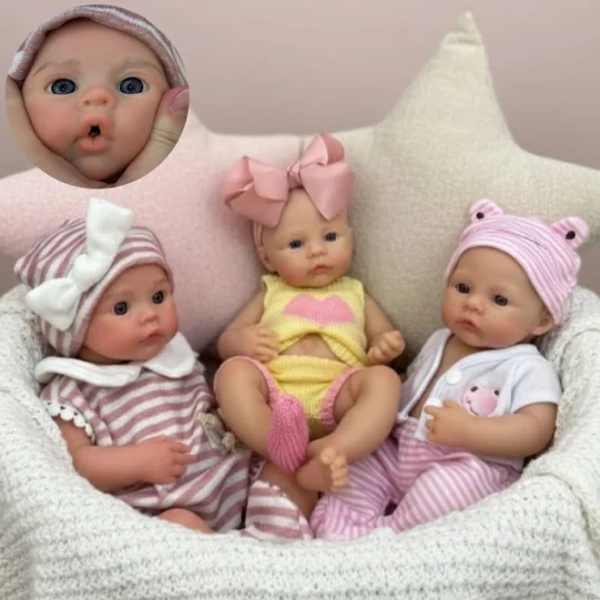 13inch Silicone Reborn Bebe Girl With 2 Sets of Outfits, Open Mouth, Waterproof, Lifelike Painted