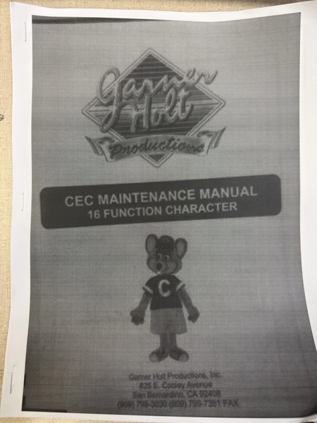 Chuck E Cheese Studio C 16m Animatronic Manual Brand New