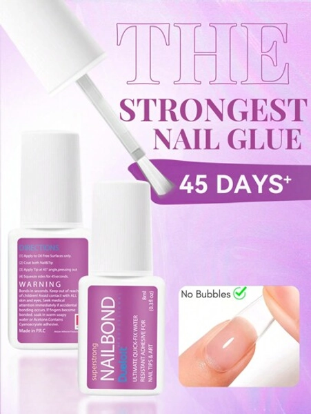 Extra Strong Brush-On Nail Glue For Acrylic Nails, Nail Tips & Press-On Nails (8ml) With File For Glue-On Fake Nails, Fix Broken Nail Repair. Acrylic Nail Glue Nail Bond Nail Glue Gel