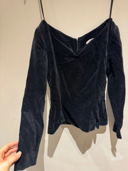 Black vintage Jasper Conran velvet peplum