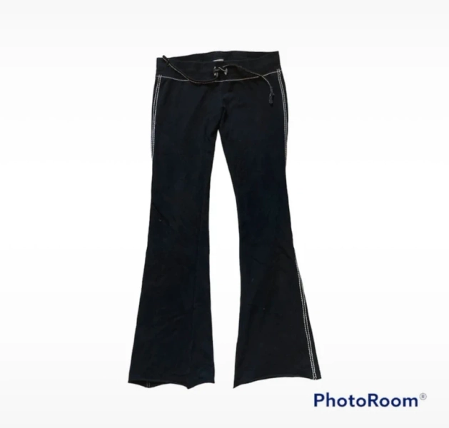black double stitch true religion flared joggers leggings