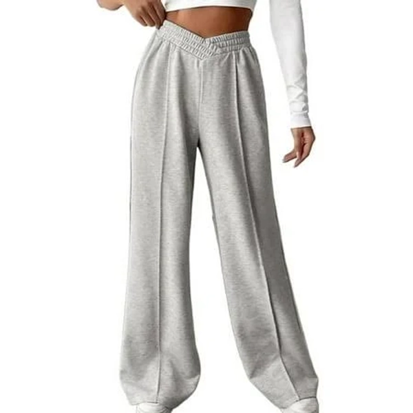 Women's High-Rise V Crossover Wide Leg Sweatpants with Pockets