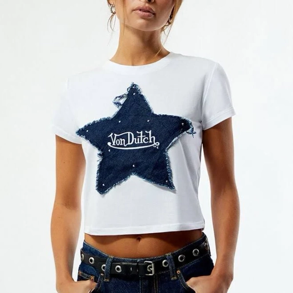 Von Dutch Women's Star Skimmer T-Shirt in White - Size XS