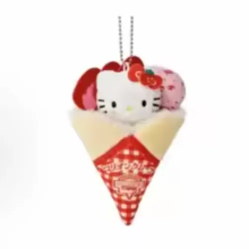 Sanrio Kitty cat Dessert Crepe Series Plush Keychain Black Chocolate Mint Tanned KT roll Bag Pendant Cartoon Stuffed Doll Charm