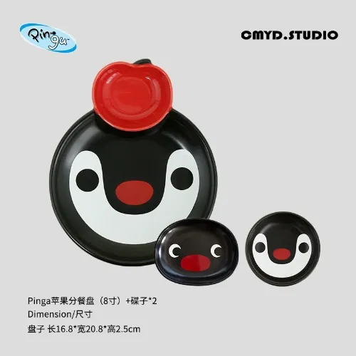 Cmyd·Pingu Cartoon Apple Serving Plate with Dipping Sauce Di — DogeGoo