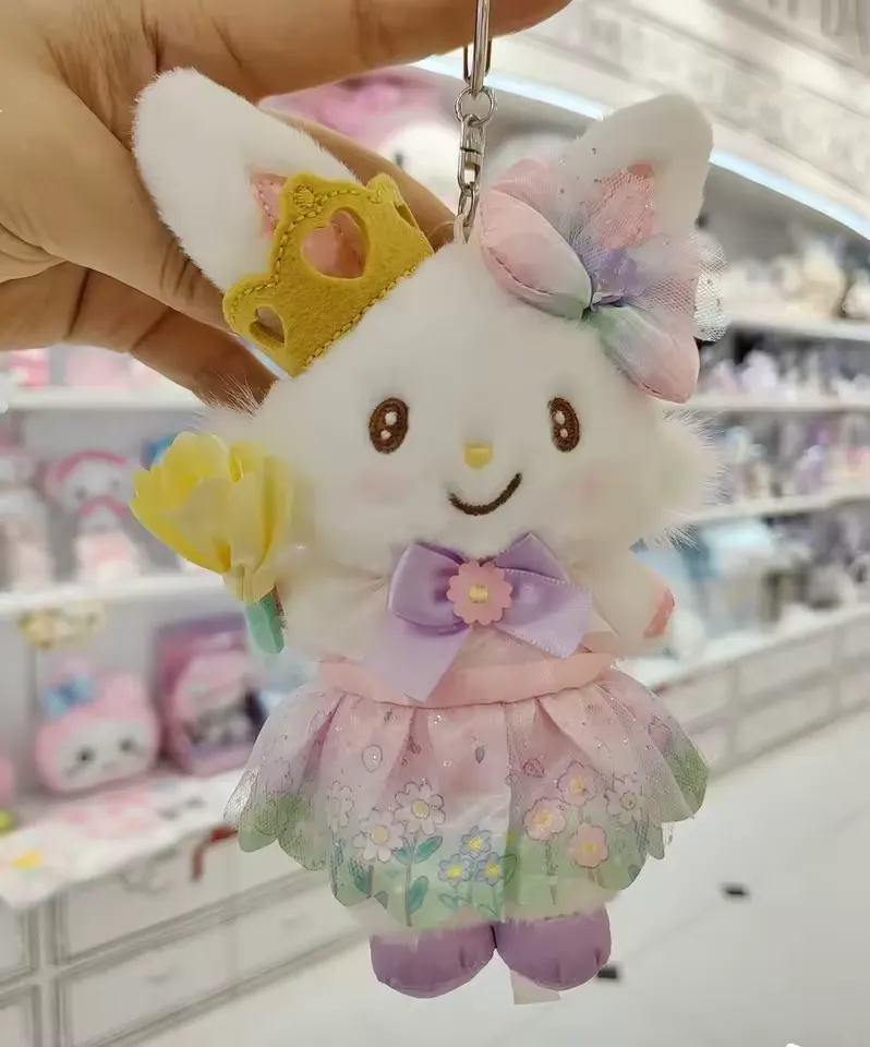 New Sanrio Usahana Plush Keychain Blossom Crown Kirimichan Fluffy Wish Rabbit Keyring Kawaii My Melody Stuffed Pendant Kuromi