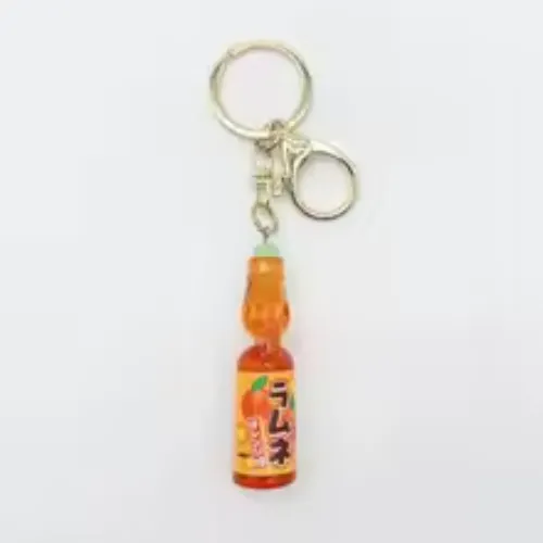 Marbles Bobble Soda Key Chain Japanese Cute Ramune Soda Keychain Miniature Dollhouse Ornaments Bag Accessories
