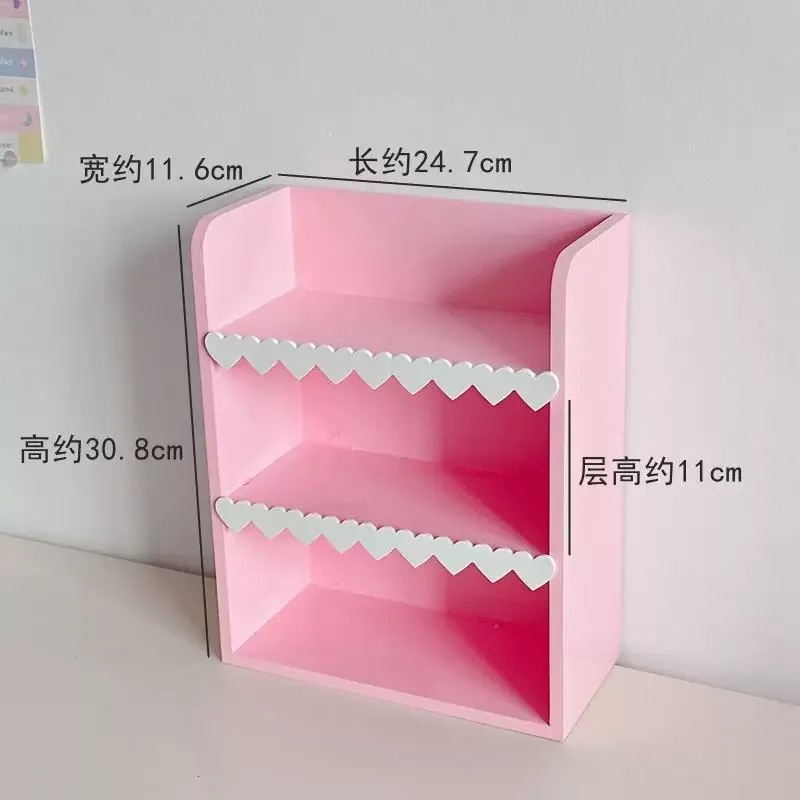 Chic Girly Wooden Three-Layer Storage Rack with Heart-Shaped — DogeGoo