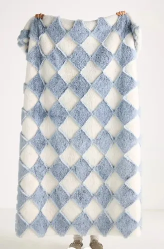 Chella Checkered Faux Fur Throw Blanket