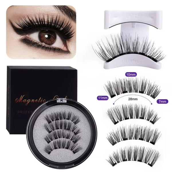 sinkoo 3D Magnetic Eyelashes With Applicator, Glue-Free, Reusable, Easy to Apply, Natural Look，Thick Style Eyelash Length 10mm