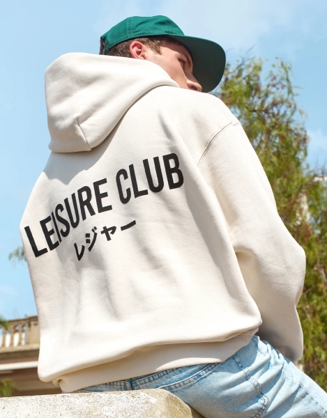 Leisure Club Print Oversized Hoodie