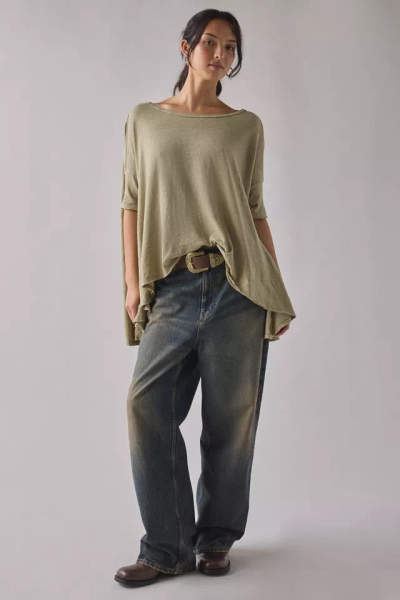 BDG Frannie Flounce Boatneck Oversized Tee
