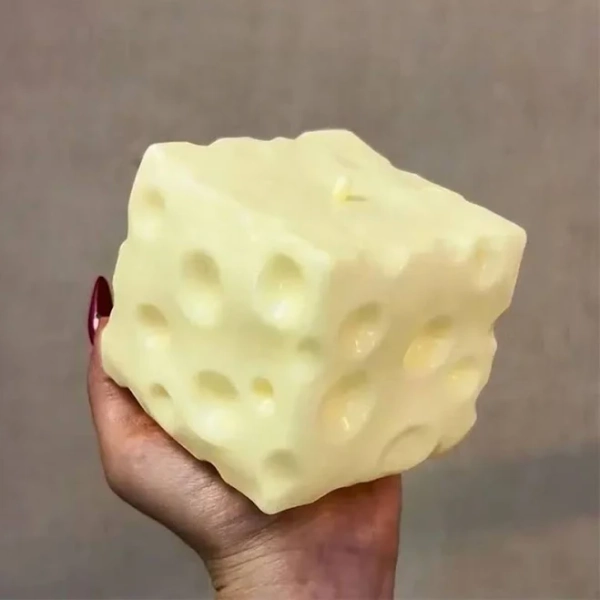 New Jumbo Cheese Cube Stress Ball Big Cheese Shapeable Squeeze Ball Non-Bounce Fidget Toy ASMR