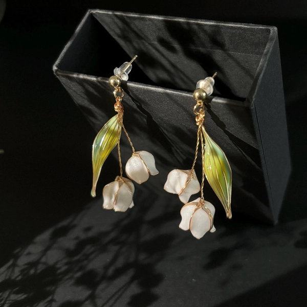 Lily of the Valley Earrings: Handmade Boho Floral Jewelry Nature Fairy Wedding Bridesmaids Gift