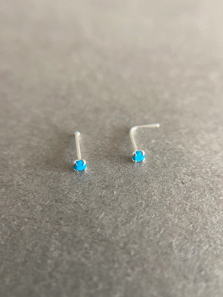 Genuine Turquoise Tiny 2mm Nose Bone Nose Stud - Sterling Silver
