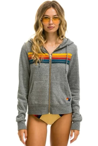 Aviator Nation Women's 5 Stripe Zip Hoodie