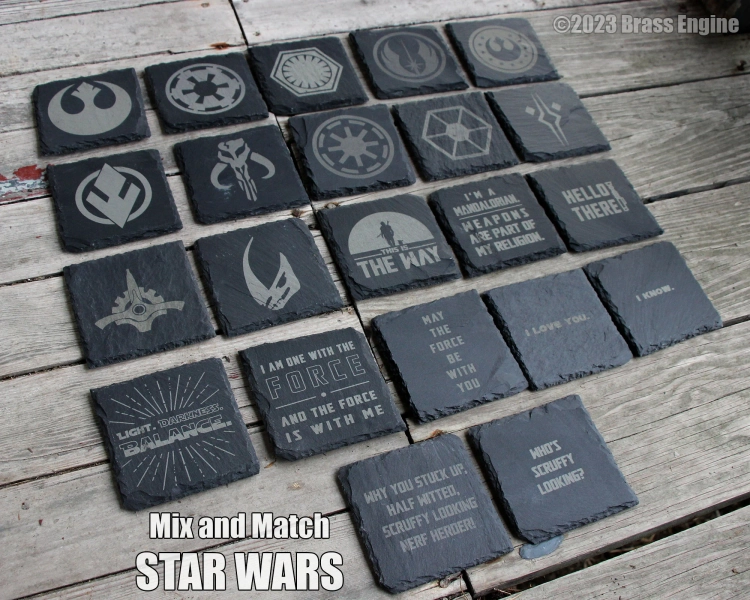 Star Wars Slate Coasters: Mix & Match Rebel, Empire, Jedi Designs