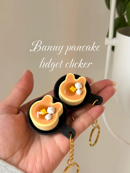 Pancake Bunny Fidget Clicker Keychain | 3D Printed Desk Toy, Kawaii Accessory - Etsy