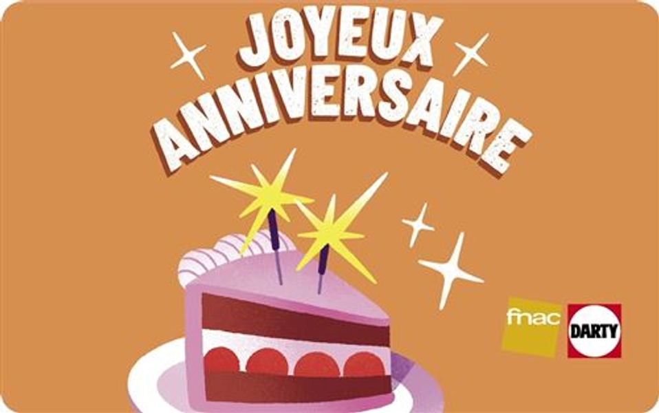 E-carte cadeau Fnac Darty Anniversaire 50E