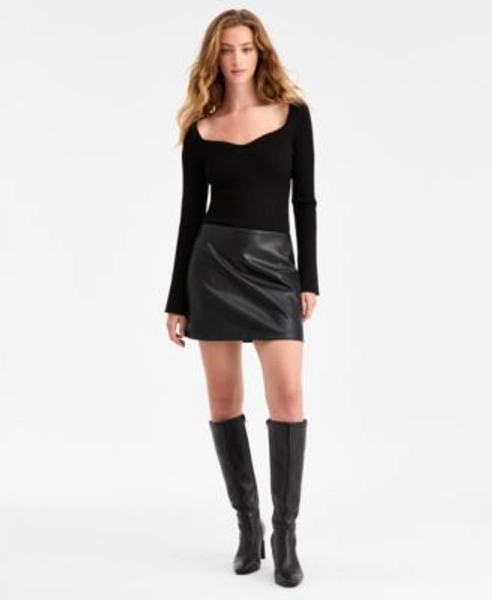 Women's Faux-Leather Fitted Mini Skirt, Macy's Exclusive