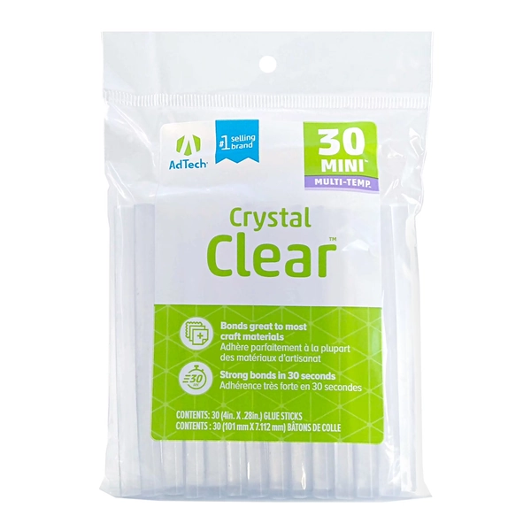 AdTech Crystal Clear Hot Glue Sticks – Mini Size, Pack of 30, 4” x .28 - Walmart.com