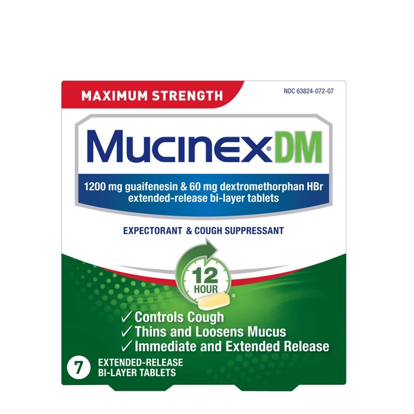 Mucinex DM Maximum Strength 12HR Expectorant and Cough Suppressant Tablets, 42 Count, 7 Count, 28 Count, 14 Count