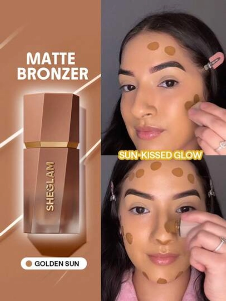 SHEGLAM Sun Beam Matte Liquid Bronzer-Golden Sun Gel Cream Contour Non-Greasy Long Lasting Highly Pigmented Natural Contour Contouring Weightless Bronzer Brown Contour & Bronzer Brand Beauty Makeup Face Paint Cosmetic For Women Girls Perfect For Fall Winter Ideal For Y2K Fancy Fashion Suitable For Birthday Christmas Present Party Ready Best Color
