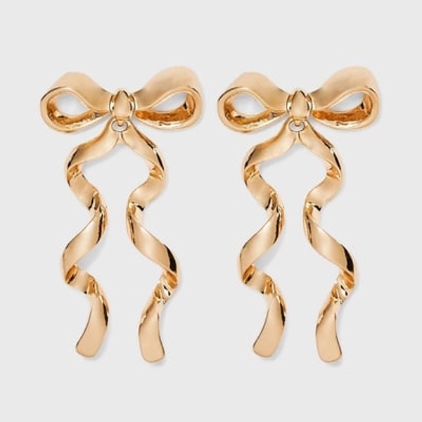 SUGARFIX by BaubleBar Bow Statement Stud Earrings - Gold: Zinc Material, Post Closure, 2" Length, 1.1" Width, 0.039 lbs