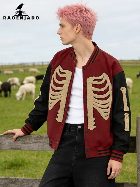 Men's Varsity Jacket Faux Leather Sleeves Vintage Bomber Coats Letterman Motorcycle Streetwear Spring&Autumn Baseball Clothing - AliExpress 200000343