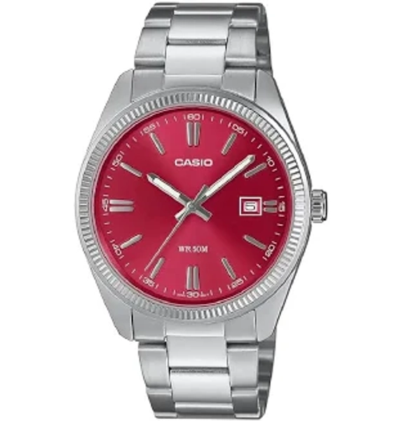 Casio Collection Analog MTP-1302PD-4AVEF Red Dial Stainless Steel Men's Watch