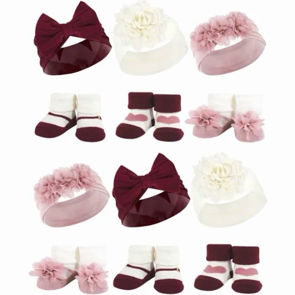 Hudson Baby Girls 12-Pack Headband and Socks Giftset