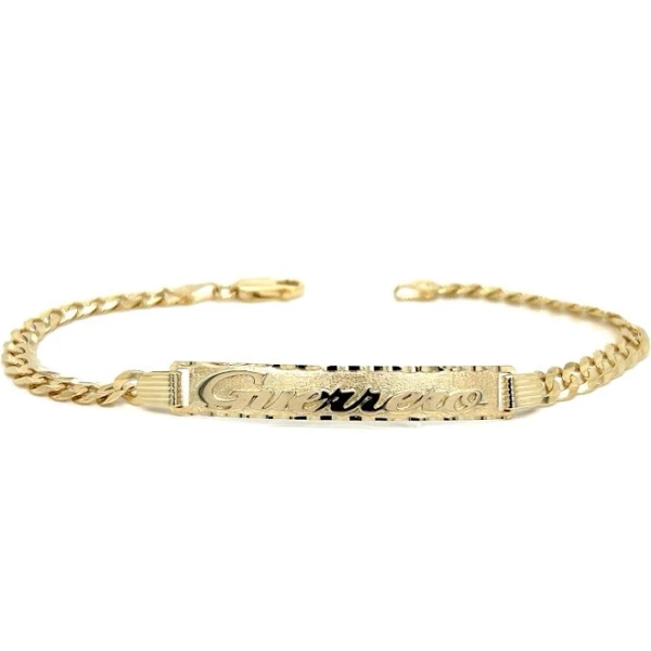 14K Yellow Gold Men's Cuban Link ID Bracelet