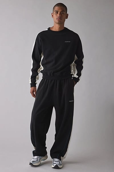 iets frans... iets frans. iets frans… Harri Paneled Wide Leg Sweatpant in Black, Men's at Urban Outfitters