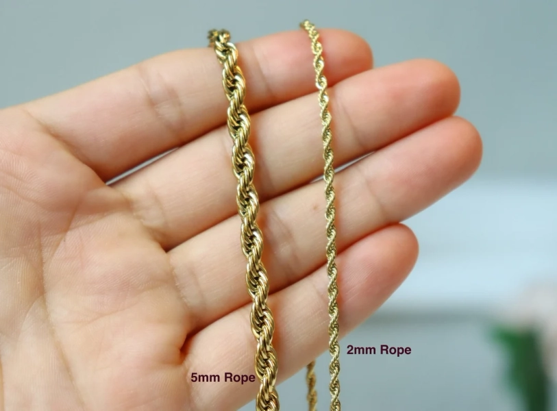 Fav 18k Gold Twist Chain Rope Chain Choker 18K Gold Stainless Steel Rope Chain Waterproof Necklace Anti Tarnish, Water Resistant Handmade Chain - Etsy