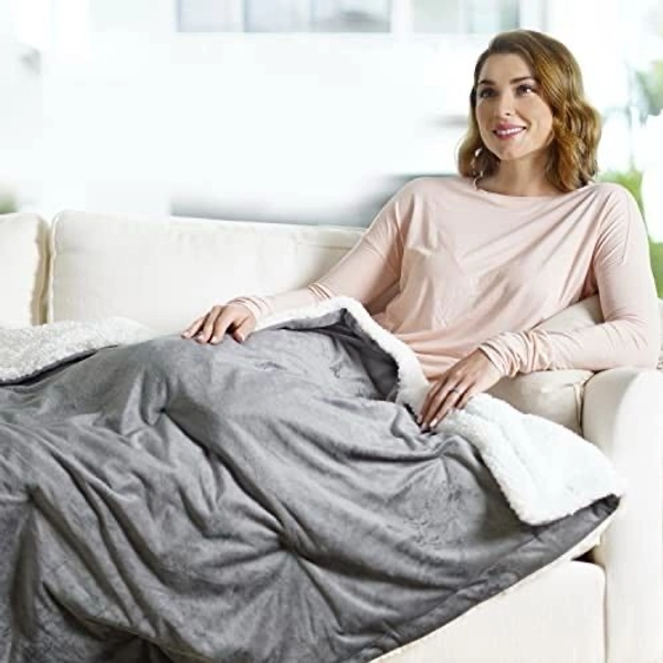 Pure Enrichment® WeightedWarmth™ - 2-in-1 Original Heated Weighted Blanket (50” x 60”) 13lbs, 4 InstaHeat™ Settings, BPA-Free Non-Toxic Glass Beads, Soft Micromink and Sherpa, with Storage Ba