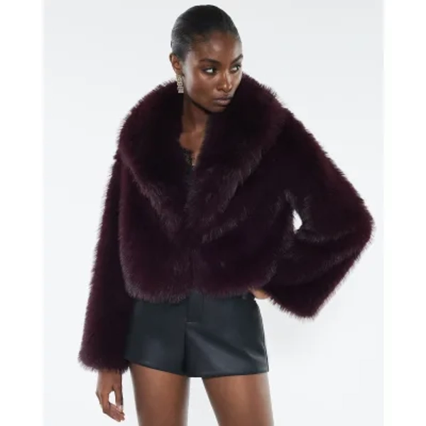 Red Faux Fur Collared Jacket