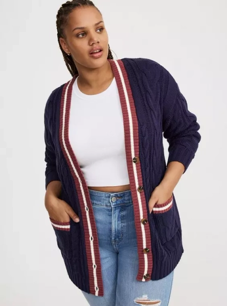 Button-Front Boyfriend Cardigan