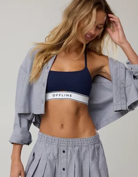 OFFLINE By Aerie The Hugger Logo Elastic Sports Bra