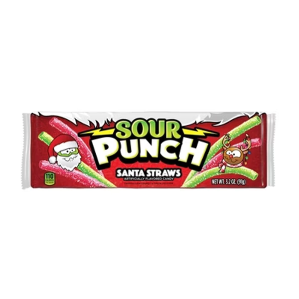 Sour Punch Santa Straws Christmas Candy - 3.2oz
