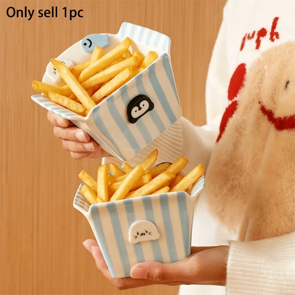 1pc Penguin Striped Ceramic Bowl, Seal Fish Chips Fried Chicken Bowl, Exquisite and Stylish Ceramic Snack Bowl, Suitable for Home Decorative Tableware, Party Dessert Bowl, Fork and Spoon Storage Bowl, Gift, Holiday Decoration - AliExpress 15
