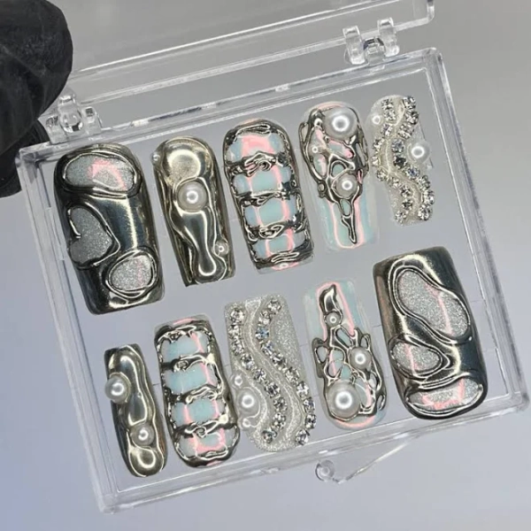 Shine Handmade Press On Nails by lilynailsart.co