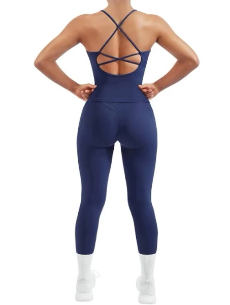 Strappy V Neck Tank Top Workout Set