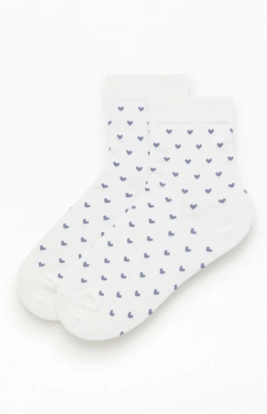 White & Blue Heart Socks