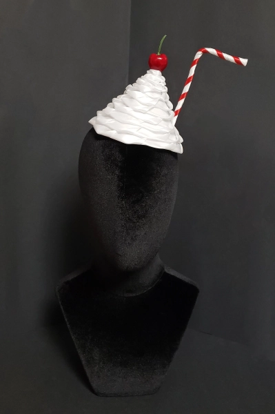 Sweet Whipped Cream Diner Milkshake Hat ~ Cherry, Strawberry, or Chocolate Shavings ~ 7+ Straw Colors