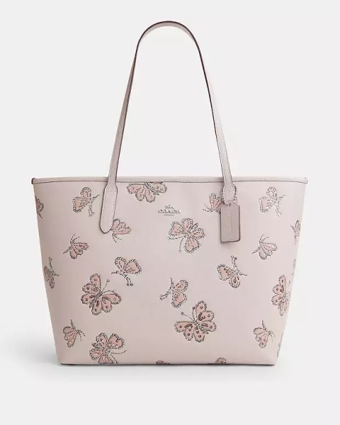 Silver City Tote Bag With Butterfly Print