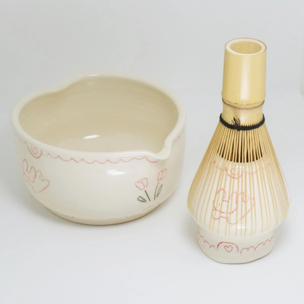 Tulips and You | Handmade Matcha Bowl and Whisk Holder Tea Set